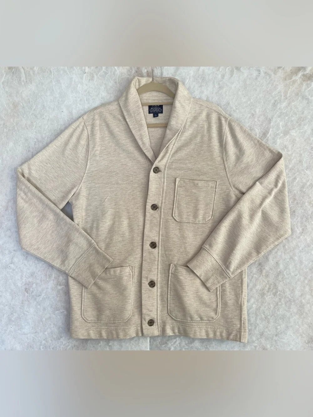 J. Crew Beige Fleece Shawl-Collar cardigan (SKU765)